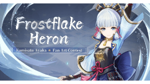 frostflake heron kamisato ayaka fan art contest event genshin impact wiki guide